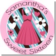Party Dress | Sweet 16 - Round Personalized Birthday Party Sticker Labels thumbnail