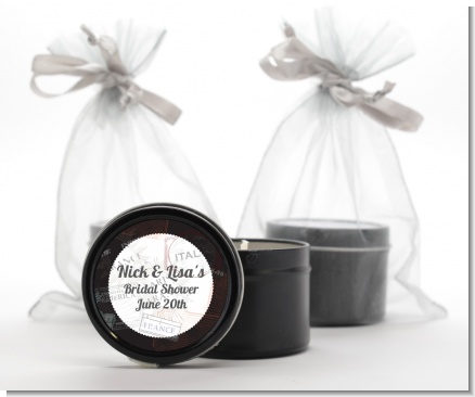 Passport - Bridal Shower Black Candle Tin Favors