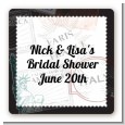 Passport - Square Personalized Bridal Shower Sticker Labels thumbnail