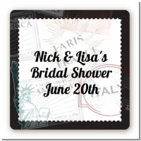 Passport - Square Personalized Bridal Shower Sticker Labels