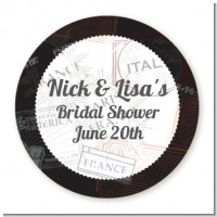 Passport - Round Personalized Bridal Shower Sticker Labels