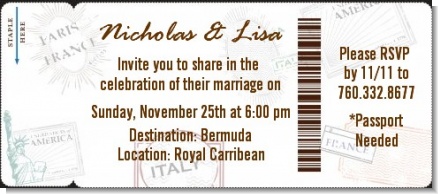 Passport - Bridal Shower Destination Boarding Pass Invitations