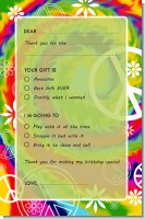 Peace Tie Dye - Birthday Party Fill In Thank You Cards