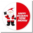 Peace Out Santa - Round Personalized Christmas Sticker Labels thumbnail