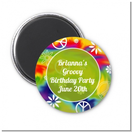 Peace Tie Dye - Personalized Birthday Party Magnet Favors