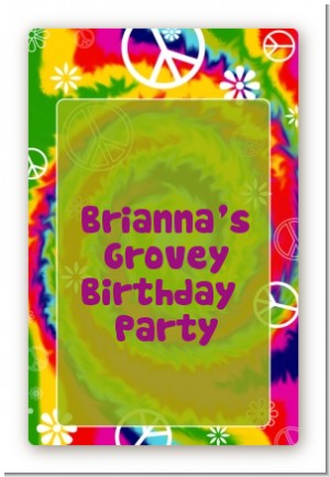 Peace Tie Dye - Custom Large Rectangle Birthday Party Sticker/Labels