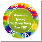 Peace Tie Dye - Round Personalized Birthday Party Sticker Labels