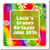 Peace Tie Dye - Square Personalized Birthday Party Sticker Labels