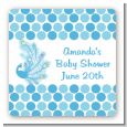 Peacock - Square Personalized Baby Shower Sticker Labels thumbnail