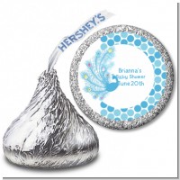 Peacock - Hershey Kiss Baby Shower Sticker Labels