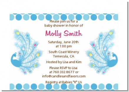 Peacock - Baby Shower Petite Invitations