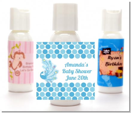 Peacock - Personalized Baby Shower Lotion Favors