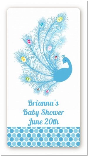 Peacock - Custom Rectangle Baby Shower Sticker/Labels