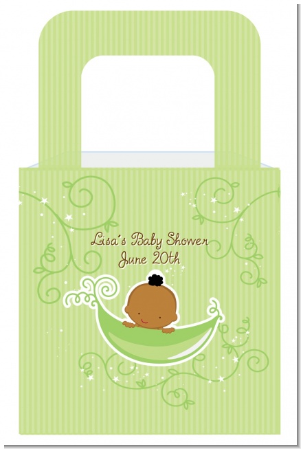 Sweet Pea African American Boy - Personalized Baby Shower Favor Boxes