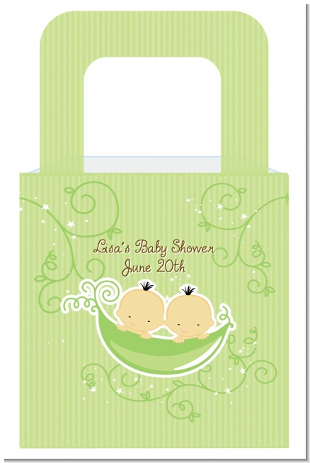 Twins Two Peas in a Pod Asian Two Boys - Personalized Baby Shower Favor Boxes