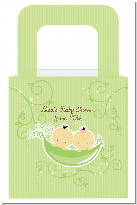 Twins Two Peas in a Pod Asian Boy And Girl - Personalized Baby Shower Favor Boxes
