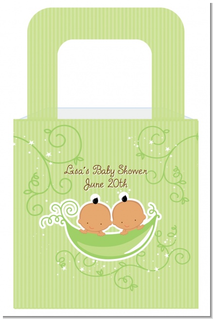 Twins Two Peas in a Pod Hispanic Two Boys - Personalized Baby Shower Favor Boxes