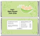 Triplets Three Peas in a Pod Caucasian - Personalized Baby Shower Candy Bar Wrappers