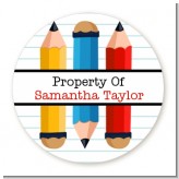 Pencils - Round Personalized School Sticker Labels