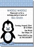 Penguin Blue - Birthday Party Invitations