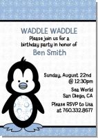 Penguin Blue - Birthday Party Invitations