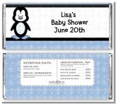 Penguin Blue - Personalized Baby Shower Candy Bar Wrappers
