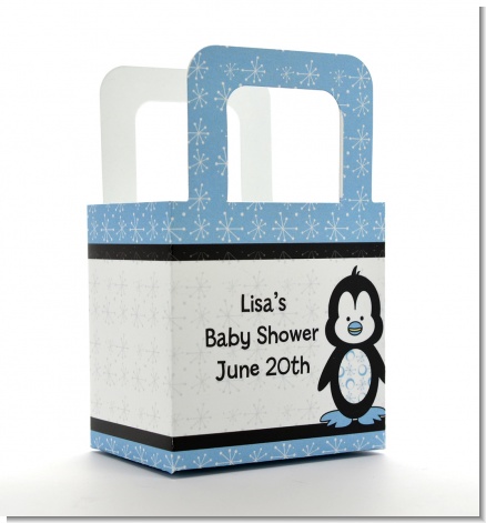 Penguin Blue - Personalized Baby Shower Favor Boxes