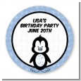 Penguin Blue - Round Personalized Birthday Party Sticker Labels thumbnail