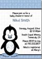 Penguin Blue - Baby Shower Invitations thumbnail