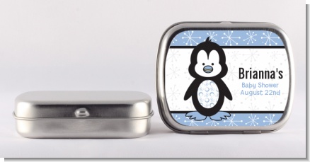 Penguin Blue - Personalized Baby Shower Mint Tins