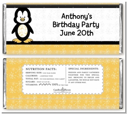 Penguin - Personalized Birthday Party Candy Bar Wrappers