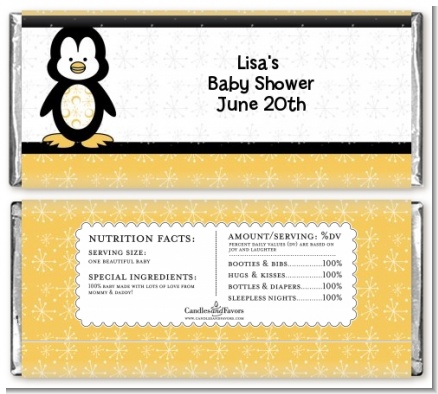 Penguin - Personalized Baby Shower Candy Bar Wrappers