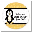 Penguin - Round Personalized Baby Shower Sticker Labels thumbnail