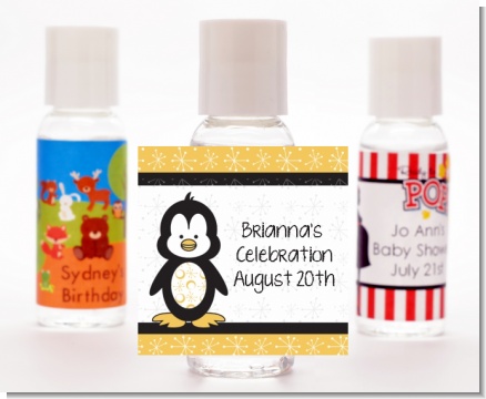 Penguin - Personalized Birthday Party Hand Sanitizers Favors