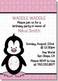 Penguin Pink - Birthday Party Invitations