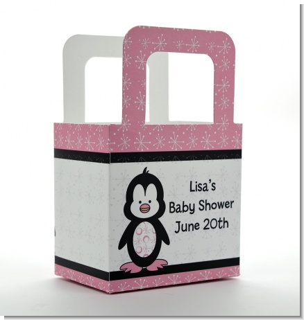 Penguin Pink - Personalized Baby Shower Favor Boxes