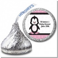 Penguin Pink - Hershey Kiss Baby Shower Sticker Labels