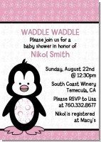 Penguin Pink - Baby Shower Invitations