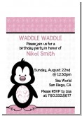 Penguin Pink - Baby Shower Petite Invitations