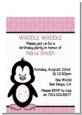 Penguin Pink - Birthday Party Petite Invitations