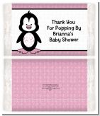 Penguin Pink - Personalized Popcorn Wrapper Baby Shower Favors