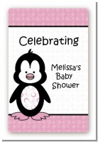Penguin Pink - Custom Large Rectangle Baby Shower Sticker/Labels