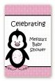 Penguin Pink - Custom Large Rectangle Baby Shower Sticker/Labels thumbnail