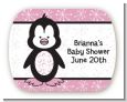 Penguin Pink - Personalized Baby Shower Rounded Corner Stickers thumbnail