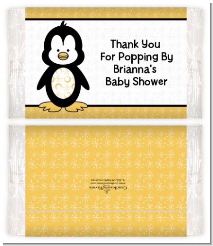 Penguin - Personalized Popcorn Wrapper Baby Shower Favors