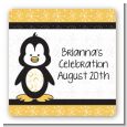 Penguin - Square Personalized Baby Shower Sticker Labels thumbnail