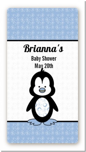 Penguin Blue - Custom Rectangle Baby Shower Sticker/Labels