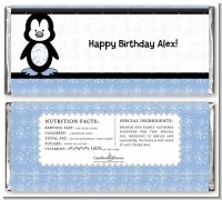 Penguin Blue - Personalized Birthday Party Candy Bar Wrappers