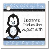 Penguin Blue - Personalized Baby Shower Card Stock Favor Tags
