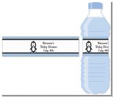 Penguin Blue - Personalized Baby Shower Water Bottle Labels